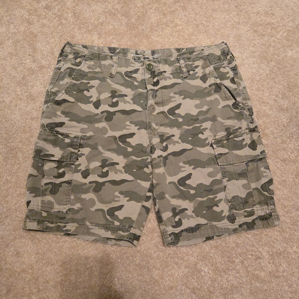 Old Navy Camo Cargo Shorts Mens 36 Pockets Skate Streetwear Straight Lived-In